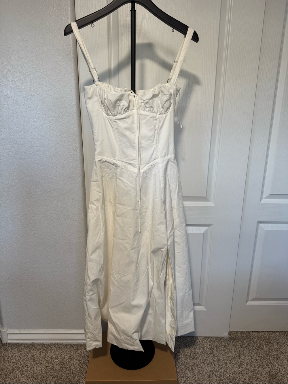 House of CB White Corset-Style Midi Dress with Slit NWOT - Picture 2 of 6